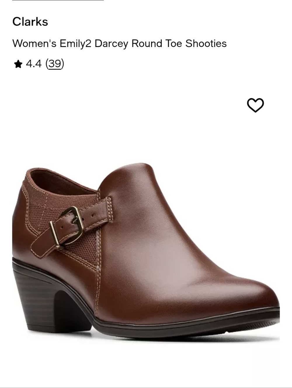 Clarks Brown Leather Low Heel Shooties with Buckle